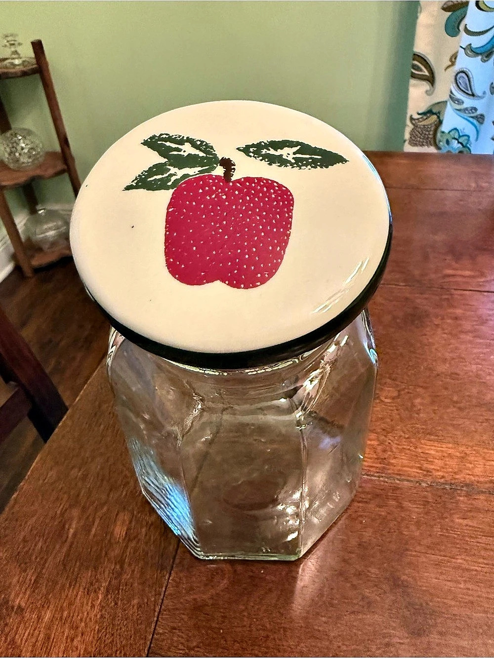Clear & Red Floral Glass Food Storage Jar